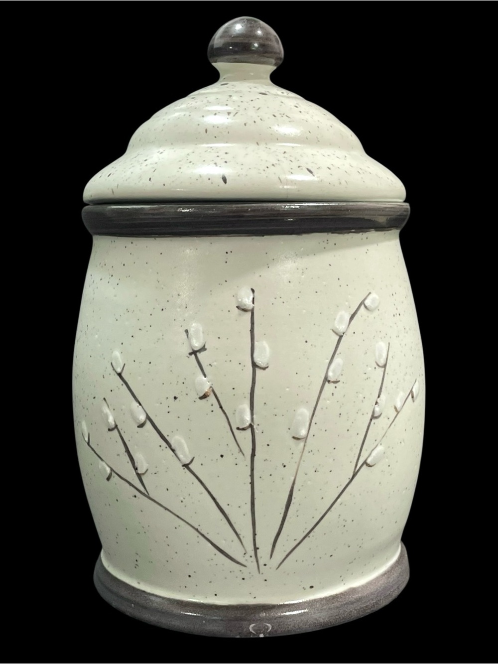 Vintage 1960s Laurentian Pottery Small Canister Jar #1915 Speckled Hand Painted